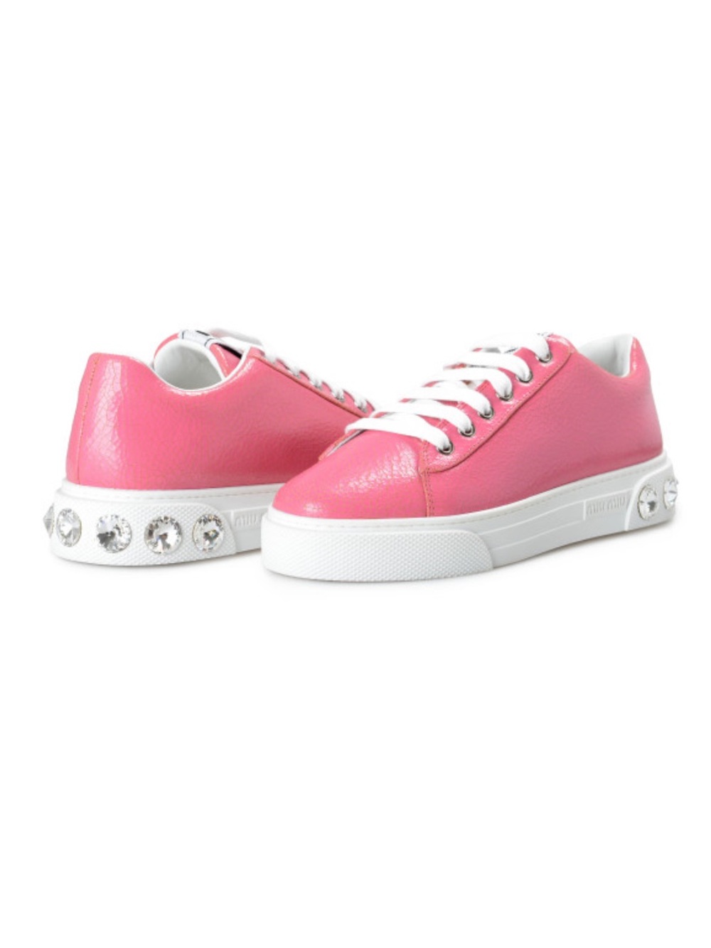 Miu Miu Pink Crystal-Embellished Platform Sneakers Size 37 5E643C